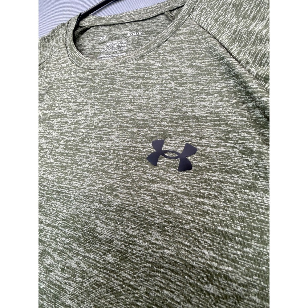 Under Armour The Tech Tee Mens Medium Olive Green Heather Loose Fit T-Shirt - Picture 3 of 4